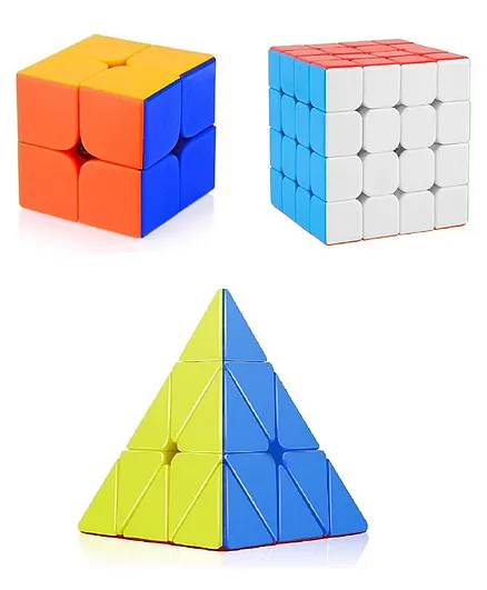 VWorld High Speed Stickerless Rubik Cubes Pack of 3 - Multicolour