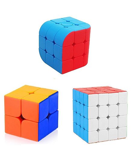 VWorld High Speed Stickerless Rubik Cubes Pack of 3 - Multicolour