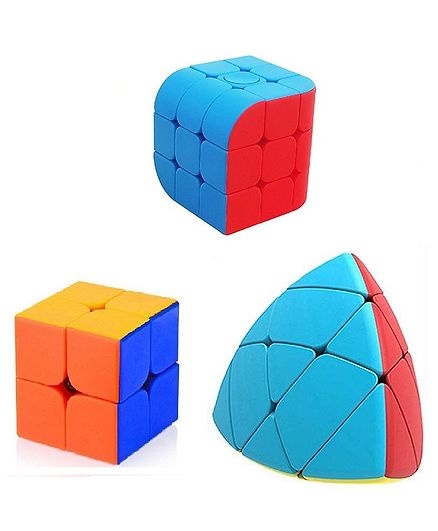 VWorld High Speed Stickerless Rubik Cubes Pack of 3 - Multicolour