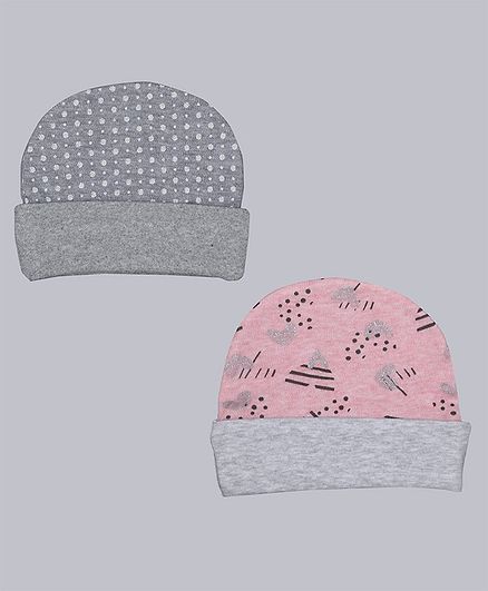 Grandma's Printed Caps Set of 2 Grey Pink - Diameter 10.5 cm