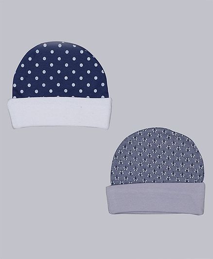 Grandma's Baby Cap Polka Dot Print Blue Pack of 2 - Diameter 10.5 cm