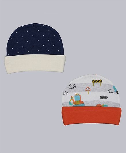Grandma's Baby Cap Polka Dot Print Blue Pack of 2 - Diameter 10.5 cm