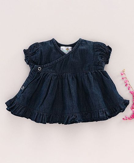 Keebee Organics Organic Short Sleeves Solid Dress - Navy Blue
