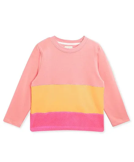 Cherry Crumble By Nitt Hyman Full Sleeves Colour Block Pattern Top - Pink & Yellow