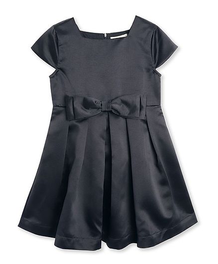 Cherry Crumble By Nitt Hyman Cap Sleeves Bow Detailed Dress - Navy Blue