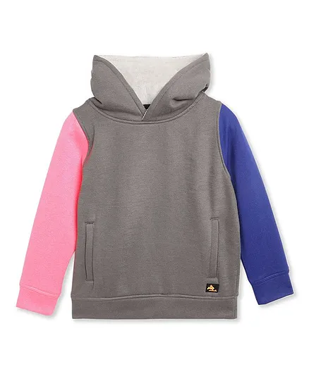 Cherry Crumble By Nitt Hyman Full Sleeves Solid Color Hoodie - Grey