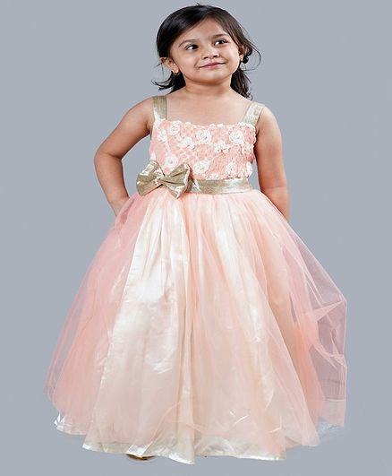 PinkCow Sleeveless Embroidered Gown - Peach