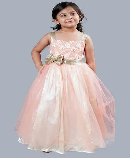 PinkCow Sleeveless Embroidered Gown - Peach