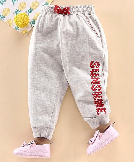 Babyhug Full Length Lounge Pant Sunshine Print - Grey