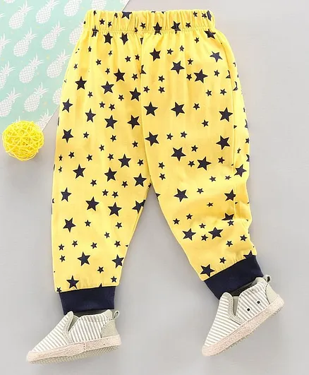 Babyhug Full Lounge Pants Star Print - Yellow