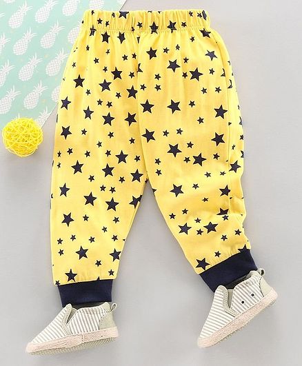 Babyhug Full Length Lounge Pants Star Print - Yellow