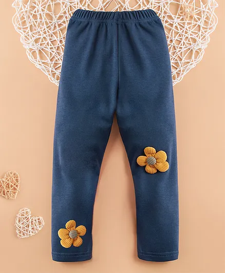 Kookie Kids Full Length Leggings Floral Applique - Blue