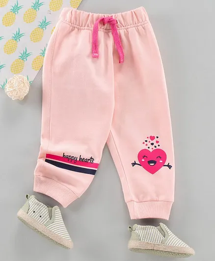 Babyhug Full Length Lounge Pant Heart Print - Pink