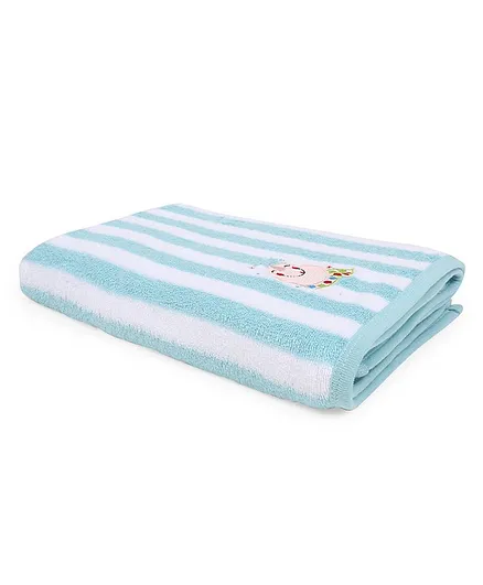 My Milestones Kids Bath Towel Modern Stripes – Aqua Blue / White