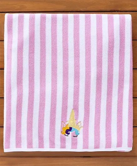 My Milestones Kids Bath Towel Modern Stripes – Pink / White