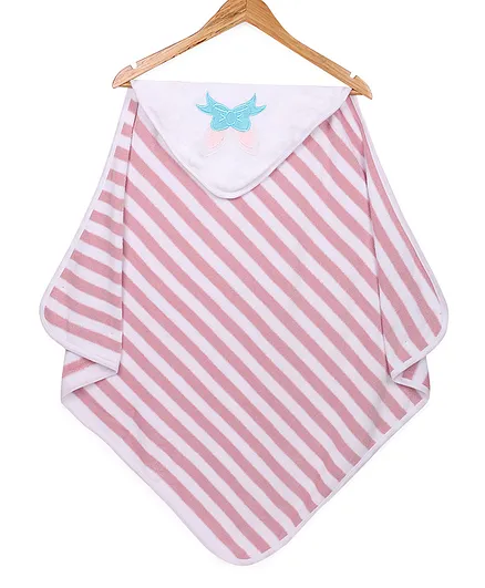 My Milestones Hooded Towel Striped Print - Pink