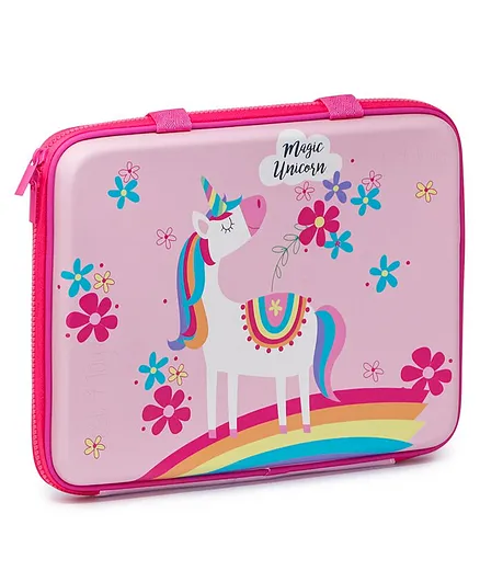 Fiddlerz Pencil Pouch Unicorn Print Large - Pink