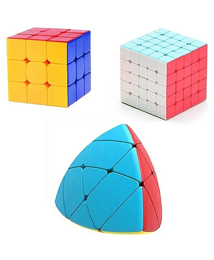 VWorld High Speed Smooth Stickerless Rubik's Cubes Pack of 3 - Multicolour