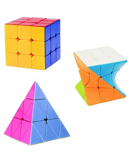 VWorld High Speed Smooth Stickerless Rubik's Cubes Pack of 3 - Multicolour