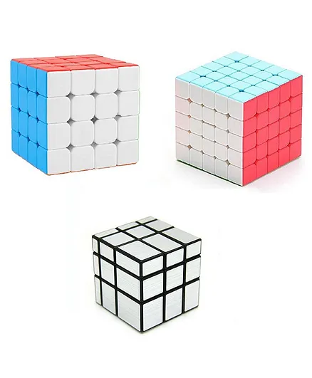 VWorld High Speed Smooth Stickerless Rubik's Cubes Pack of 3 - Multicolour