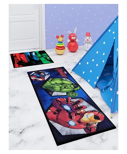 Athom Trendz Marvel Avengers Runner Carpet & Doormat Combo - Multicolour