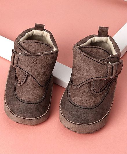 KIDLINGSS High Top Velcro Closure Booties - Beige