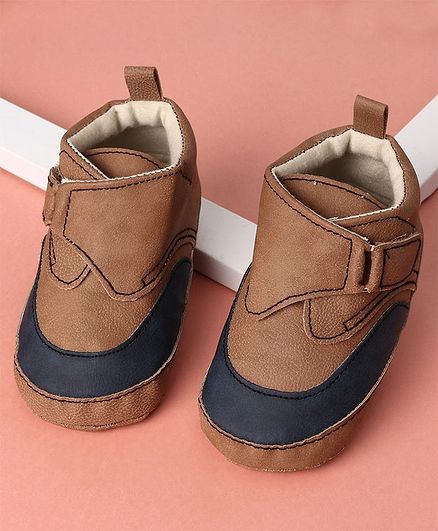 KIDLINGSS High Top Velcro Closure Booties - Brown