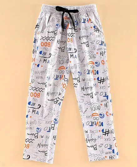 DEAR TO DAD Full Length Text Printed Joggers - Grey