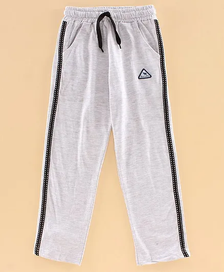 DEAR TO DAD Full Length Side Tape Design Track Pants - Light Grey
