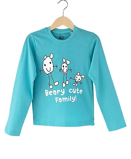 The Talking Canvas Full Sleeves Beary Cute Family T-Shirt - Blue