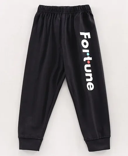 Doreme Full Length Lounge Pant Text Print - Black