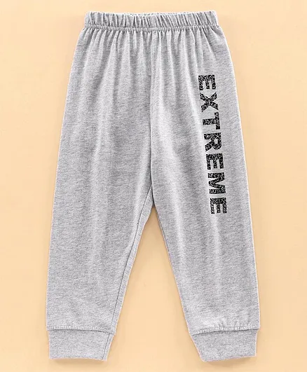 Doreme Full Length Lounge Pant Text Print - Grey