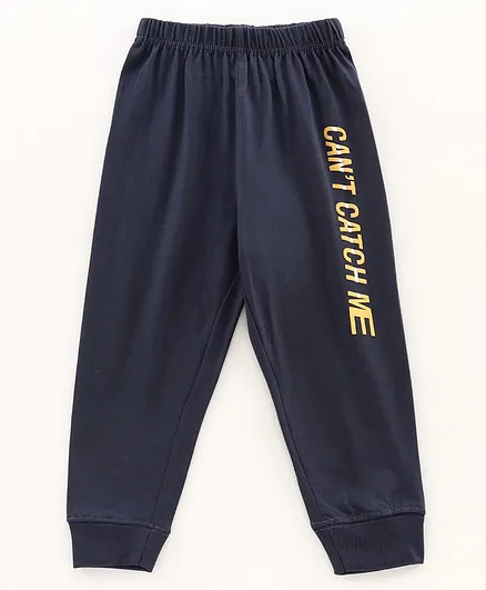 Doreme Full Length Lounge Pant Text Print - Navy Blue