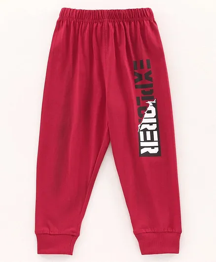 Doreme Full Length Lounge and Track Pants Text Print - Maroon