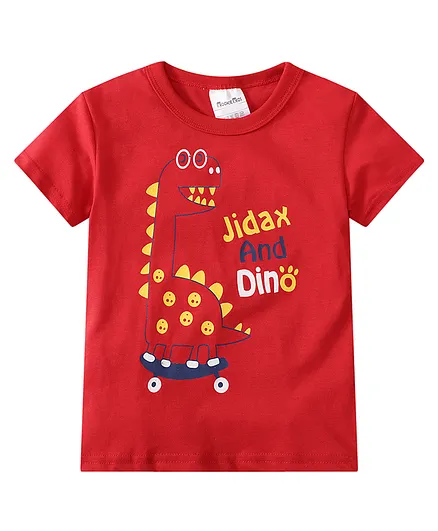 Kookie Kids Half Sleeves Tee Dino Print - Red