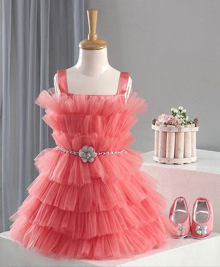 Bluebell Singlet Party Frock with Booties- Pink