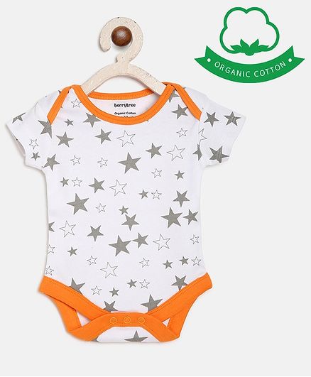 berrytree Organic Cotton Short Sleeves Star Print Onesie - Grey