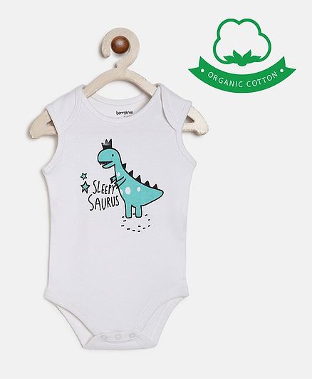 berrytree Organic Cotton Sleeveless Dino Print Onesie - Green