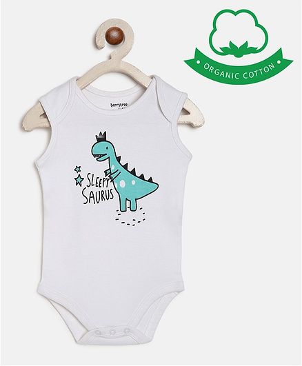 berrytree Organic Cotton Sleeveless Dino Print Onesie - Green