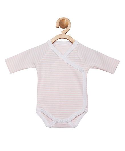 berrytree Organic Cotton Full Sleeves Striped Onesie - Pink