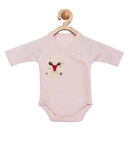 berrytree Organic Cotton Full Sleeves Reindeer Patch Onesie - Pink