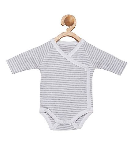 berrytree Organic Cotton Full Sleeves Striped Onesie - Grey