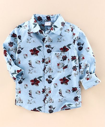 BAATCHEET Floral Print Full Sleeves Shirt - Blue