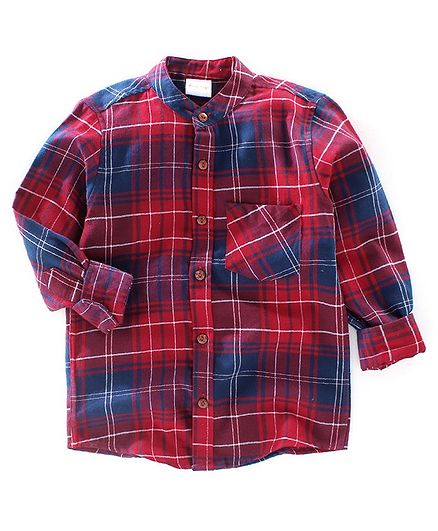 BAATCHEET Twill Checked Full Sleeves Shirt - Red