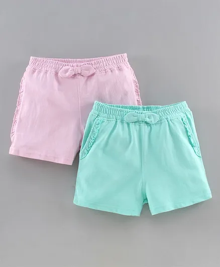 Pine Kids Biowashed & Organic Shorts Pack of 2 - Peach Green