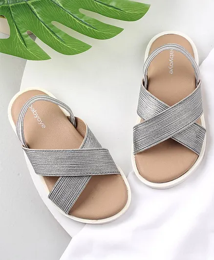 Babyoye Party Wear Sandals with Backstrap - Silver