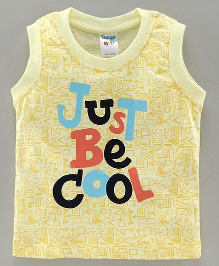 Tango Sleeveless T-Shirt Text Print - Yellow