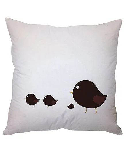 Stybuzz Cute Birds Cushion Cover - White And Black