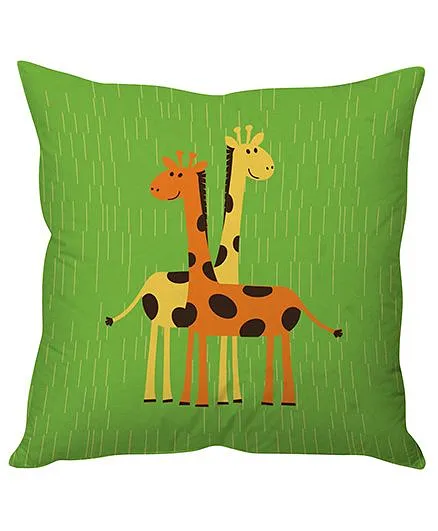 Stybuzz Cute Giraffes Cushion Cover  - Green