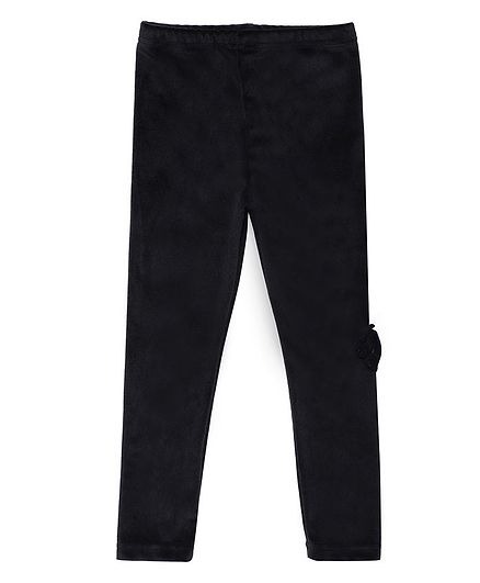 Peek a boo Zoo Full Length Flower Embellished Tights - Black